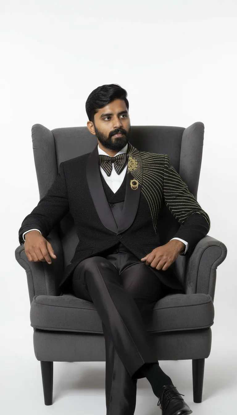 Mens Designer Embroidery Suit